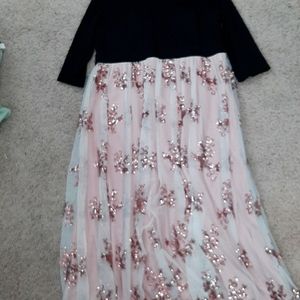 Pink and black sparkly prom dress